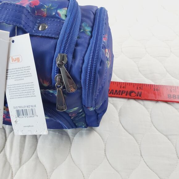 lug Trolley Cosmetic Travel Bag Women's Blue Floral Several Make-Up Compartments - Picture 7 of 11